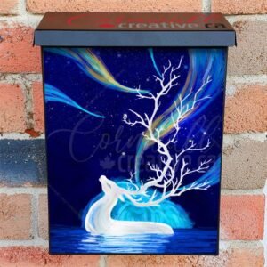 Midnight White Deer Colonial Mailbox Cover