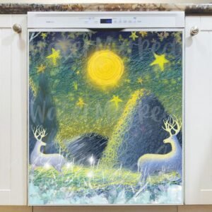 Magical Forest with Two Deer Magnetic Dishwasher Door Cover