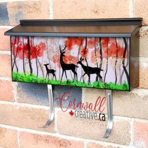 Deer Family Silhouette Wall-mounted Townhouse Mailbox Cover