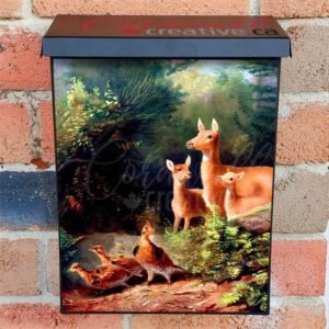 Fawns and Partridges Colonial Mailbox Cover
