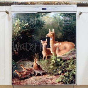 Fawns and Partridges Magnetic Dishwasher Door Cover