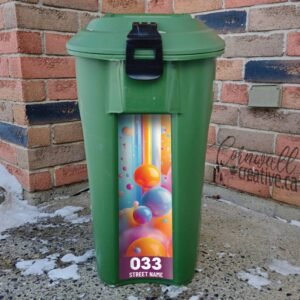 Colorful spheres in abstract gradient background Green Bin Sticker