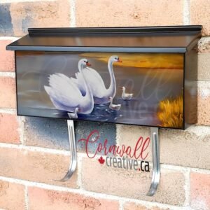 Swan Family on the Lake Wall-mounted Townhouse Mailbox Cover