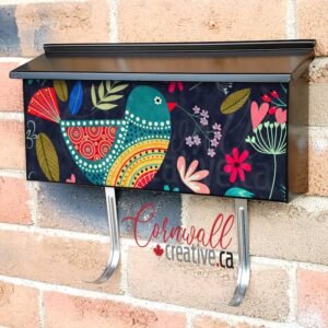 Cute Folklore Bird and Flowers Wall-mounted Townhouse Mailbox Cover