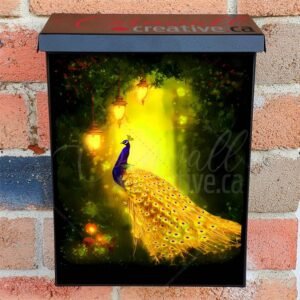 Golden Peacock in the Fairy Forest Colonial Mailbox Cover