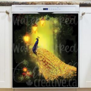 Golden Peacock in the Fairy Forest Magnetic Dishwasher Door Cover