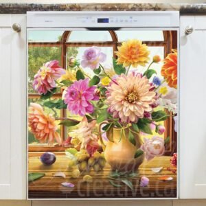 Bouquet on the Table #4 Magnetic Dishwasher Door Cover