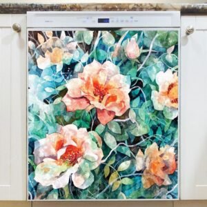 Rose Bush in the Garden Magnetic Dishwasher Door Cover