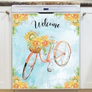 Sunflower Bike Magnetic Dishwasher Door Cover