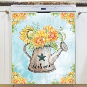 Sunflower Watering Can Magnetic Dishwasher Door Cover
