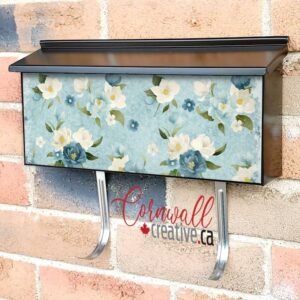 White and Blue Flowers #2 Wall-mounted Townhouse Mailbox Cover