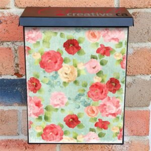 Red and Pink Flowers Colonial Mailbox Cover