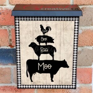Stacked Farm Animals Silhouette Colonial Mailbox Cover