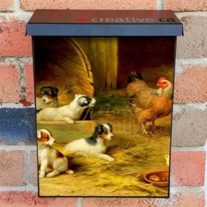 Puppies and Chickens Colonial Mailbox Cover