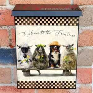 Shepherd Dog and Three Sheep Colonial Mailbox Cover