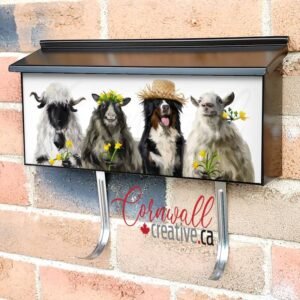 Shepherd Dog and Three Sheep Wall-mounted Townhouse Mailbox Cover