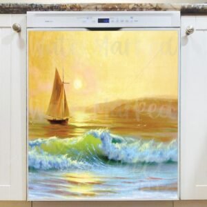 Golden Sunset on the Sea Magnetic Dishwasher Door Cover