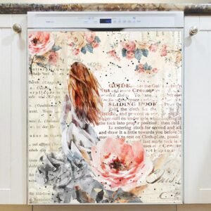 Beautiful Vintage Girl Magnetic Dishwasher Door Cover