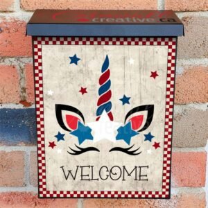 Cute American Patriot Unicorn Colonial Mailbox Cover