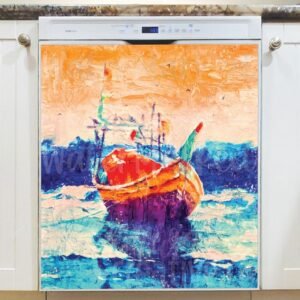 Colorful Shipping Boat Magnetic Dishwasher Door Cover