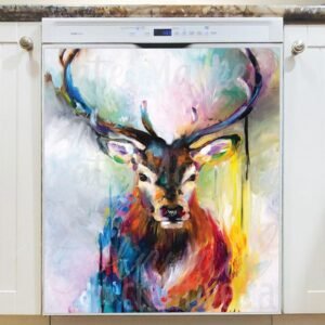 Beautiful Rainbow Deer Magnetic Dishwasher Door Cover