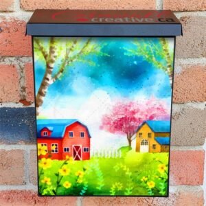 Cute Country Farmhouse and Barn Colonial Mailbox Cover
