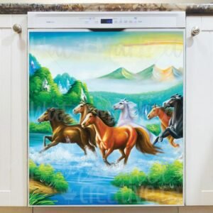 Beautiful Running Summer Horses Magnetic Dishwasher Door Cover
