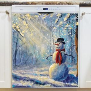 Winter Forest Snowman Magnetic Dishwasher Door Cover