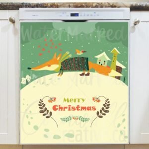 Cute Christmas Fox Magnetic Dishwasher Door Cover