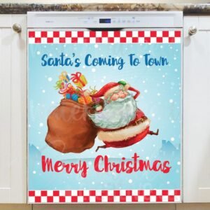 Santa is Coming to Town #2 Magnetic Dishwasher Door Cover