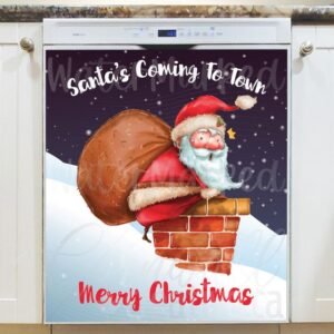 Santa Claus in the Chimney Magnetic Dishwasher Door Cover