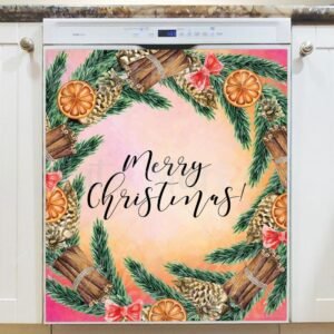 Christmas Wreath with Spices Magnetic Dishwasher Door Cover