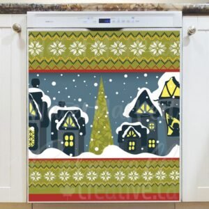 Scandinavian Winter Village Magnetic Dishwasher Door Cover