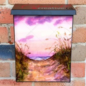 Pink Summer Sunset Colonial Mailbox Cover