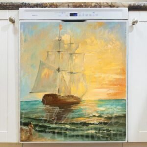 Golden Sunset and a Sailboat Magnetic Dishwasher Door Cover