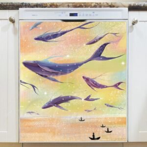 Magical Flying Whales Magnetic Dishwasher Door Cover