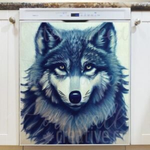 Beautiful Blue Wolf Magnetic Dishwasher Door Cover