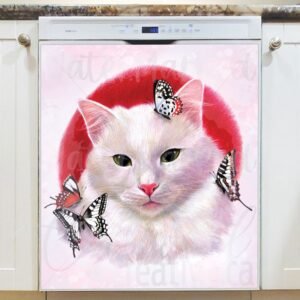 Cat with Butterflies Magnetic Dishwasher Door Cover