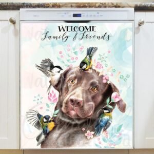 Funny Dog with Birds Magnetic Dishwasher Door Cover
