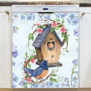 Heirloom Cottage Garden Birdhouse Magnetic Dishwasher Door Cover