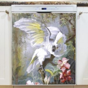 Cockatoo and Flowers by William Mussill Magnetic Dishwasher Door Cover