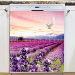 White Dove and Lavender Field Magnetic Dishwasher Door Cover