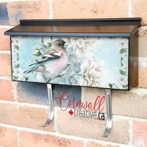 Little Bird on a White Rose Bush Wall-mounted Townhouse Mailbox Cover