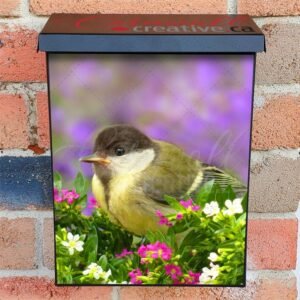 Cute Little Bird in the Flowers Colonial Mailbox Cover