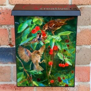Sparrows in a Cherry Tree by Bruno Liljefors Colonial Mailbox Cover