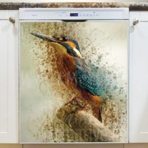 Pretty Kingfisher Magnetic Dishwasher Door Cover