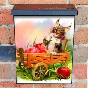 Cute Maine Coon Kitten with Apples Colonial Mailbox Cover