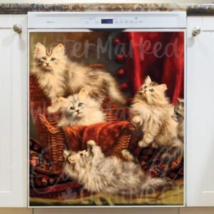Kittens Playing by Agnes Augusta Magnetic Dishwasher Door Cover