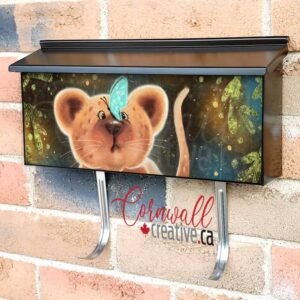 Cute Lion Cub and Butterfly Wall-mounted Townhouse Mailbox Cover