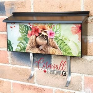 Cute Sloth with Hibiscus Flowers Wall-mounted Townhouse Mailbox Cover